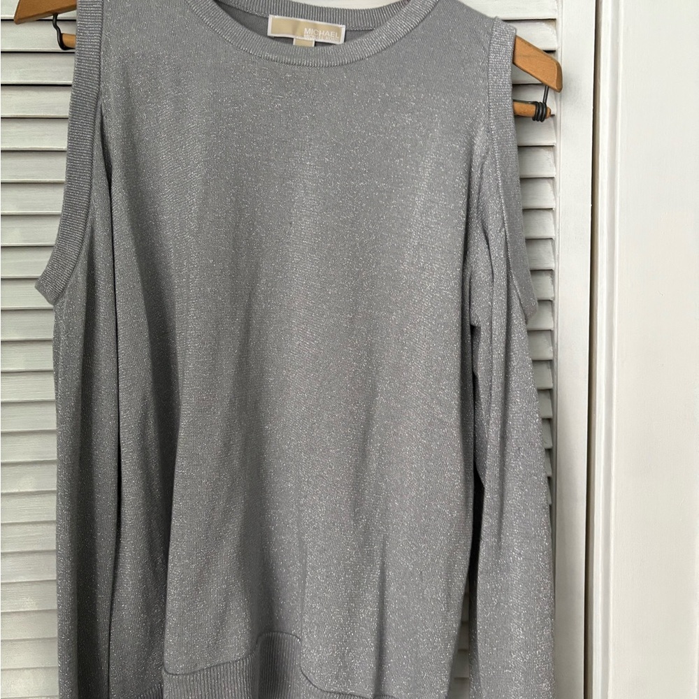 Michael Kors Gray Sleeveless Cut Out Crew Neck Sweatshirt